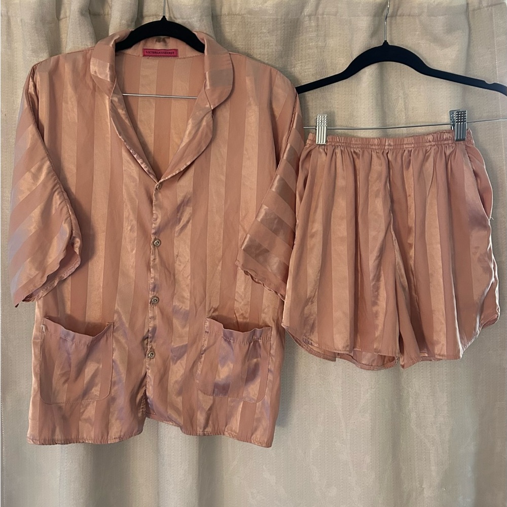 Y2K Victoria's Secret silk striped pajama set